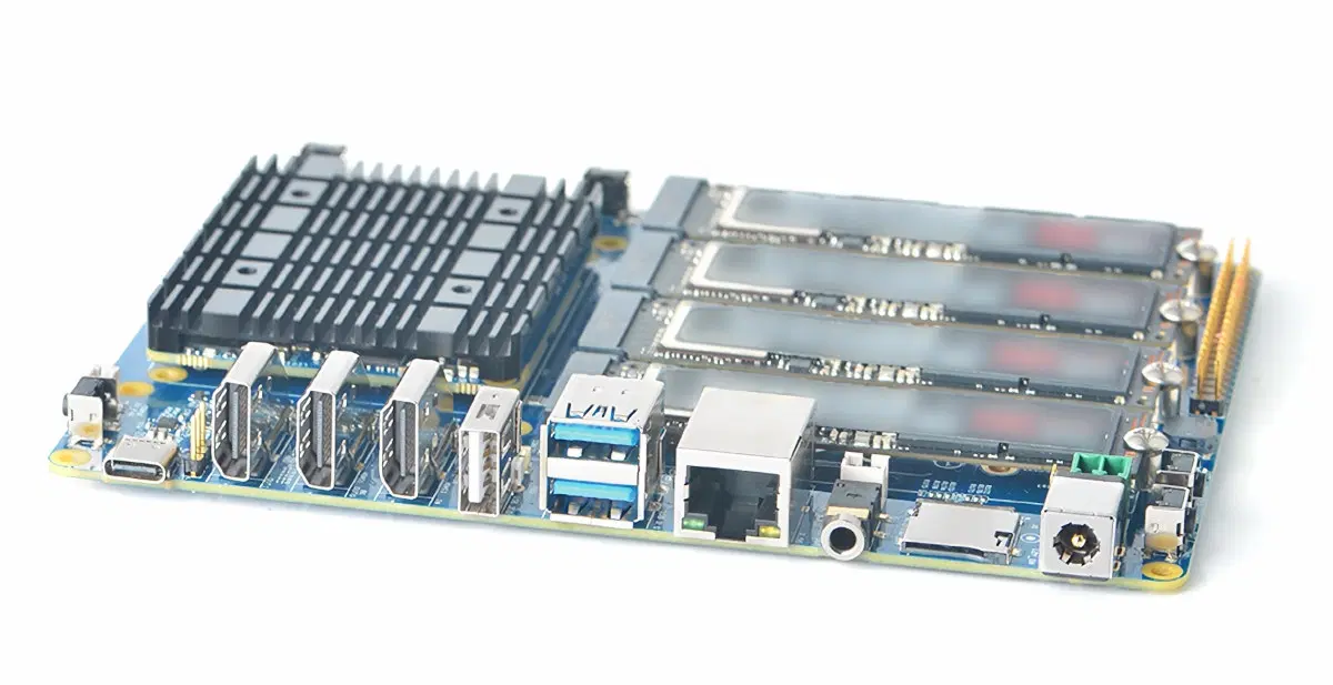 FriendlyELEC CM3588 NAS Kit features x4 M.2 Key-M 2280 PCIe Gen 3 x1 sockets