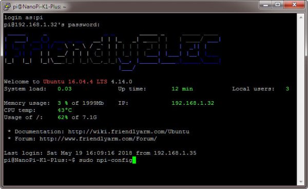 NanoPi K1 Plus npi config 0