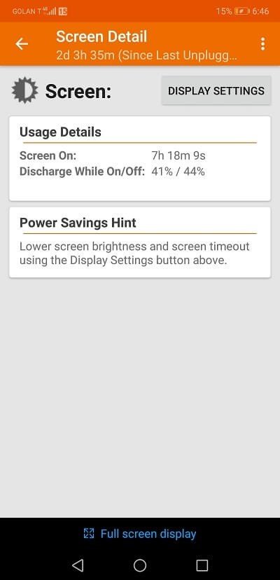Huawei P20 Battery Usage 1