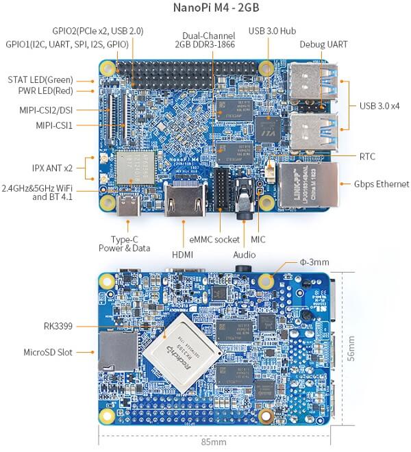 NanoPi M4 ARM Board - 2GB Edition