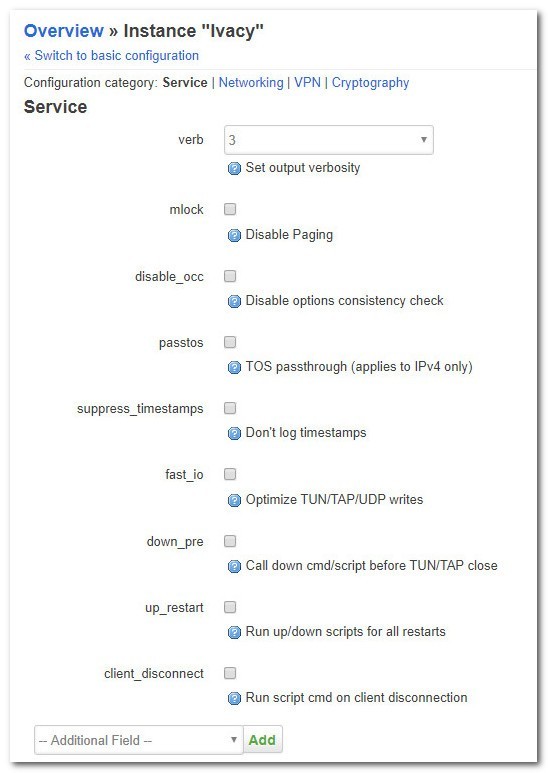 Ivacy OpenVPN Client Advanced