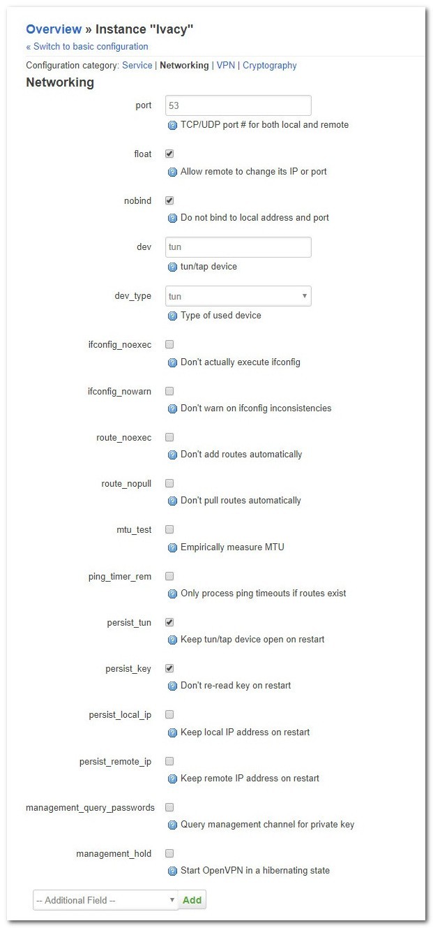 Ivacy OpenVPN Client Networking