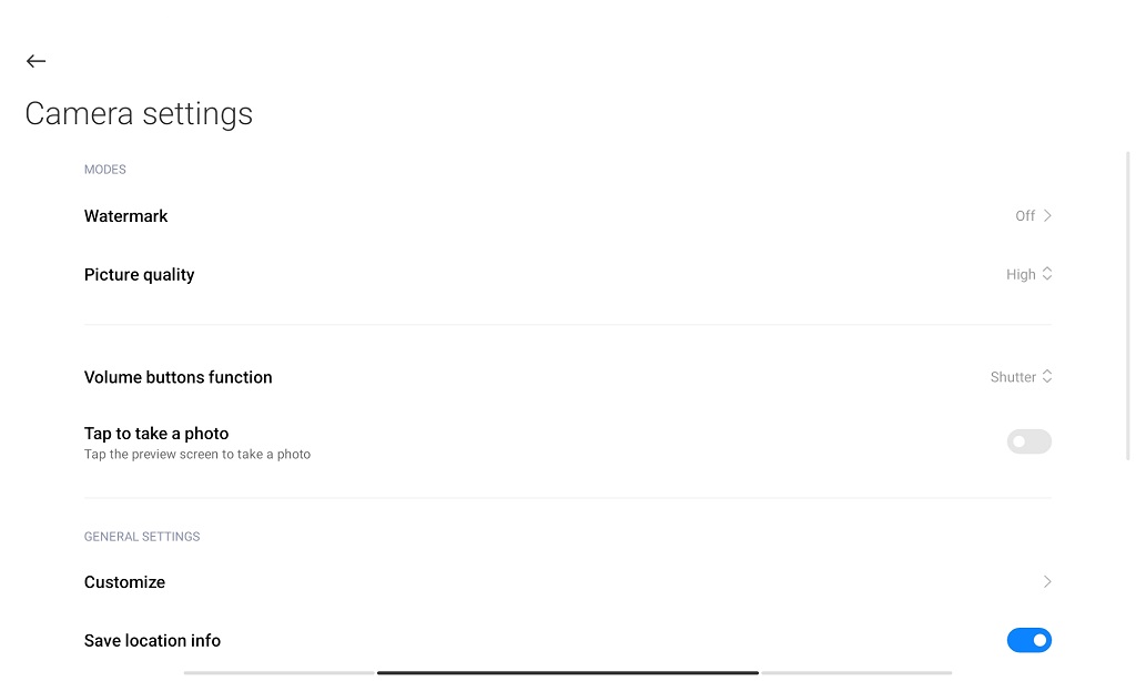 Redmi Pad Camera Settings 3
