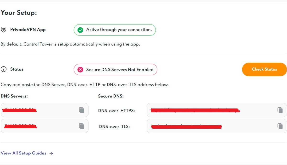 PrivadoVPN DNS Settings