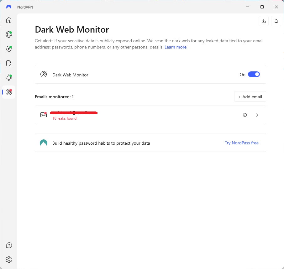 NordVPN Dark Web Monitor 3