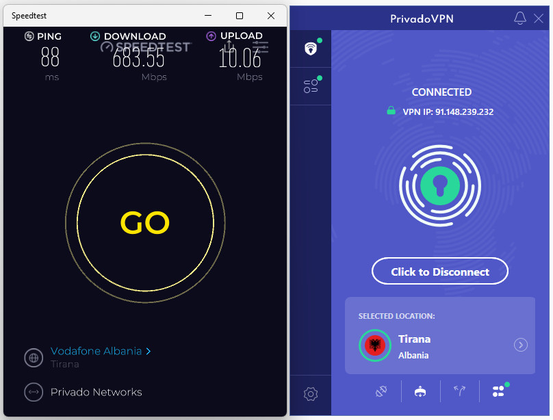 PrivadoVPN Albania