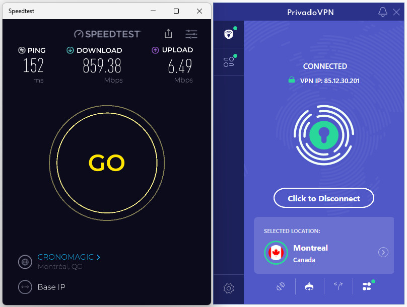 PrivadoVPN Canada 1