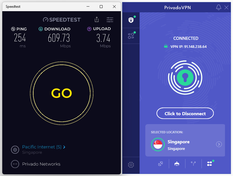 PrivadoVPN Singapore