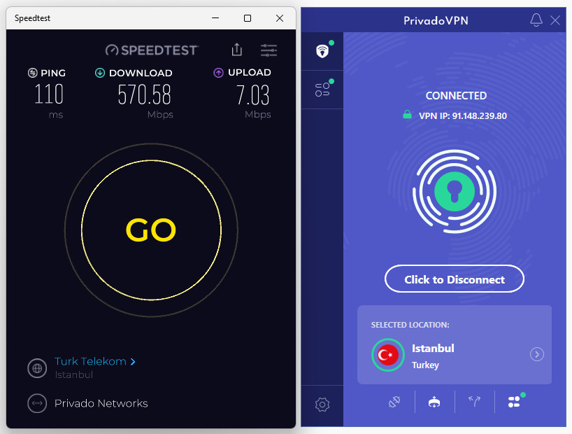 PrivadoVPN Turkey