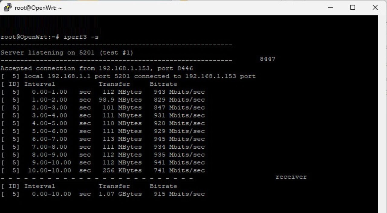 OpenWrt One iPerf Test 1