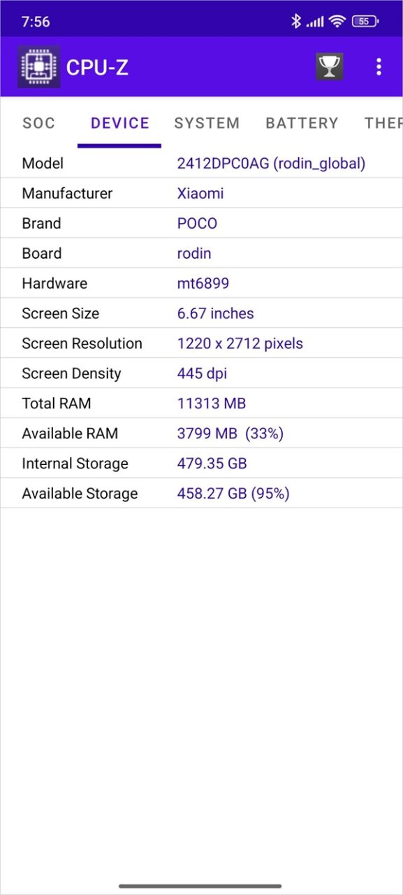 Poco X7 Pro CPU Z 2