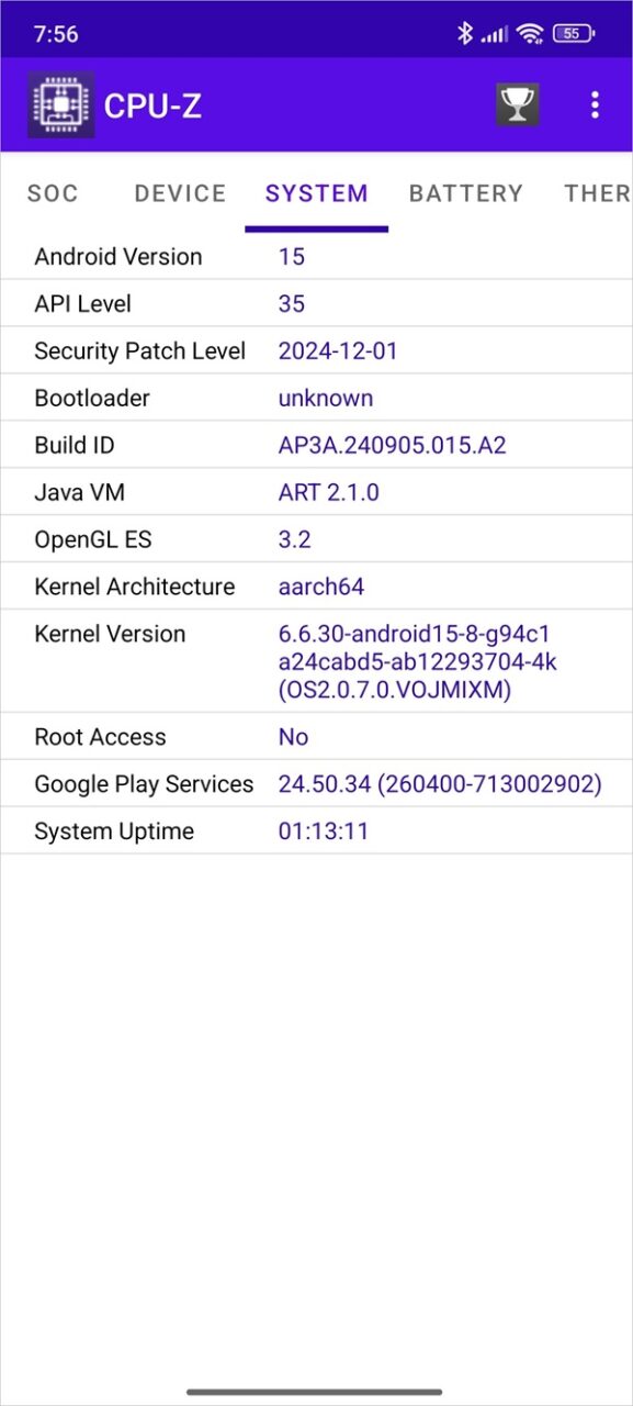 Poco X7 Pro CPU Z 3