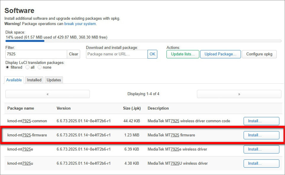 Installing OpenWrt MT7925 Driver